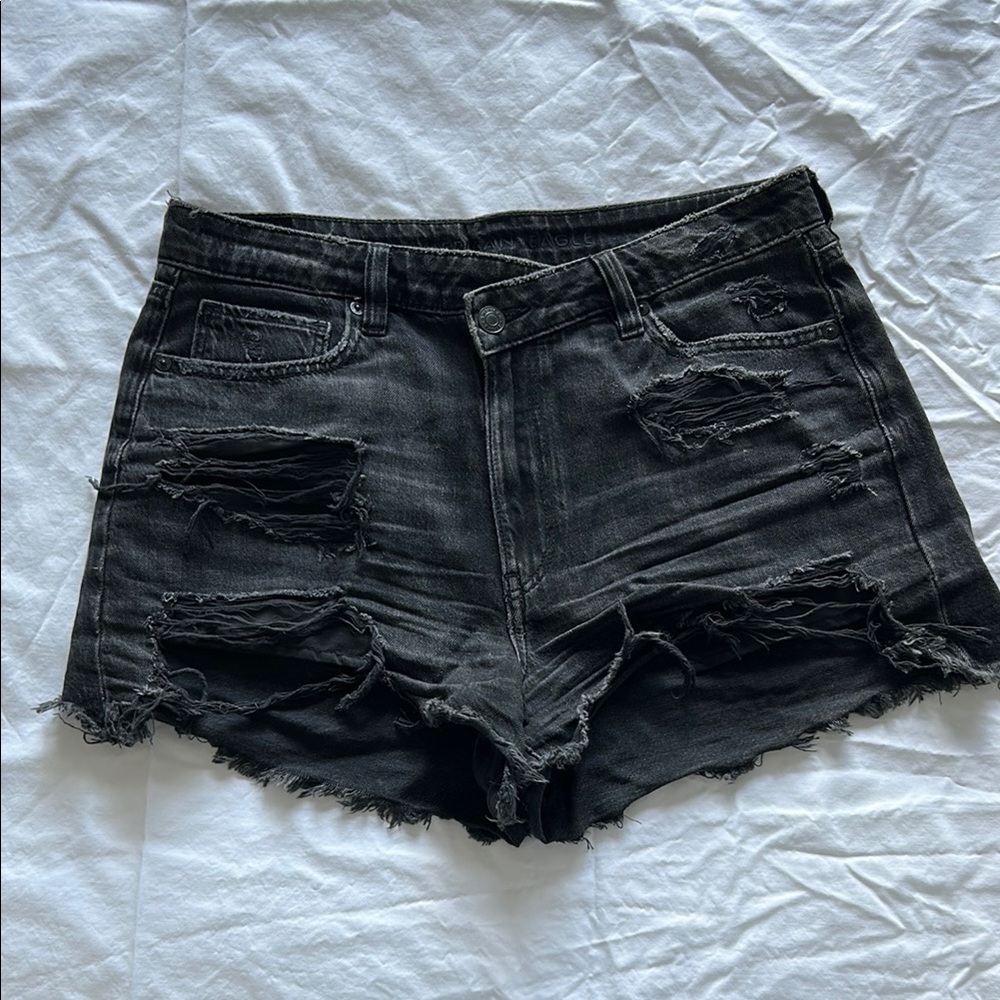 American Eagle Distressed Black Denim Shorts